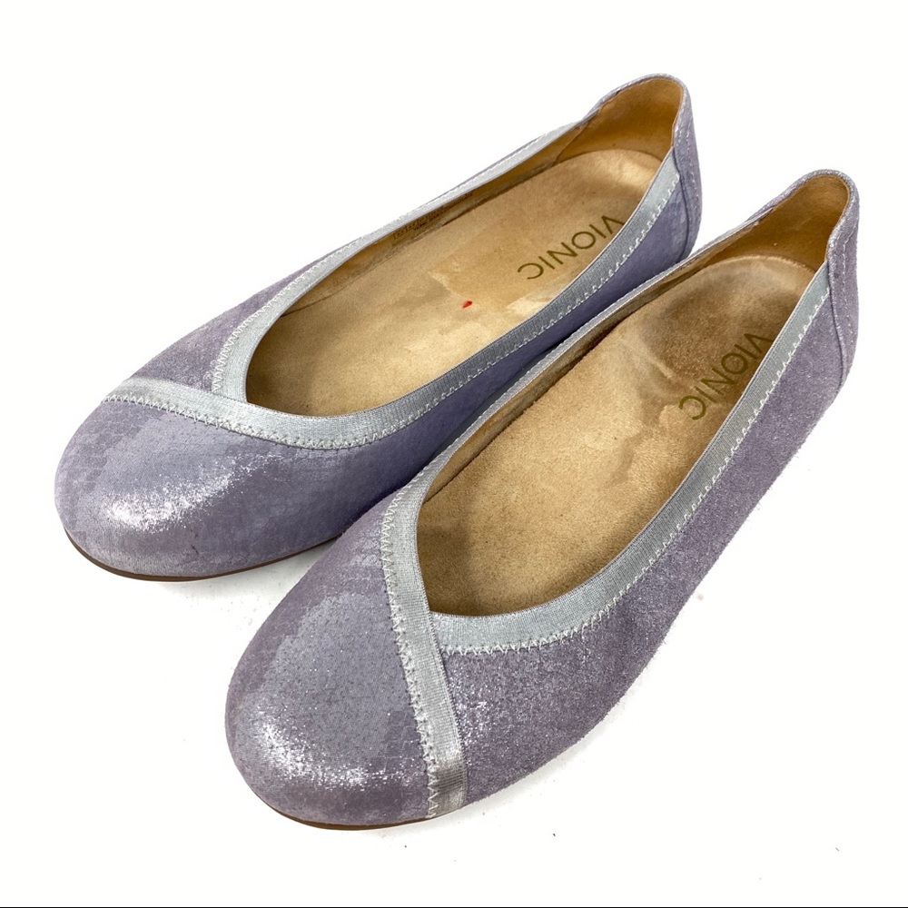 Vionic Caroll Pewter Suede Ballet Flats